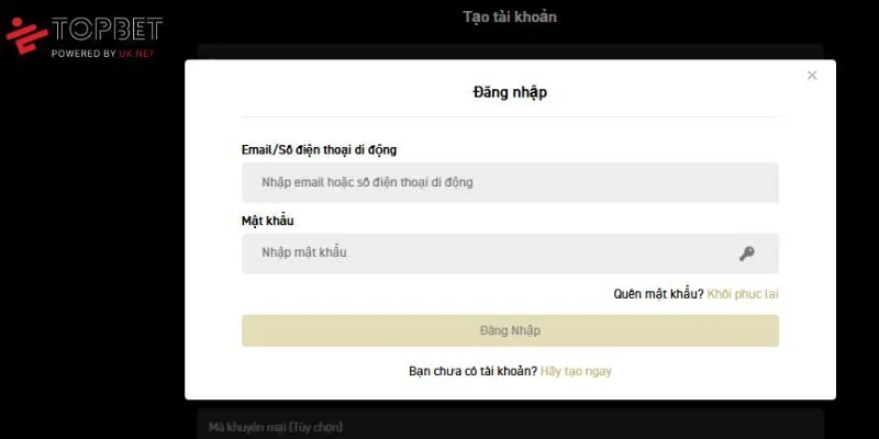 Topbet hướng dẫn đăng nhập chi tiết